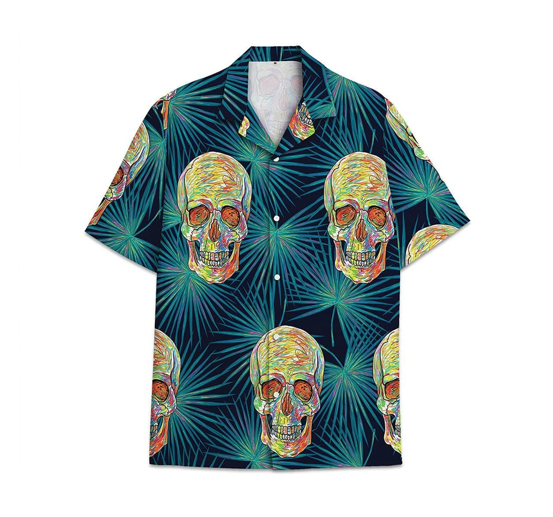 Skull Funny Beach Shirts Hawaiian Shirt, Button Up Aloha Shirt For Men, Women