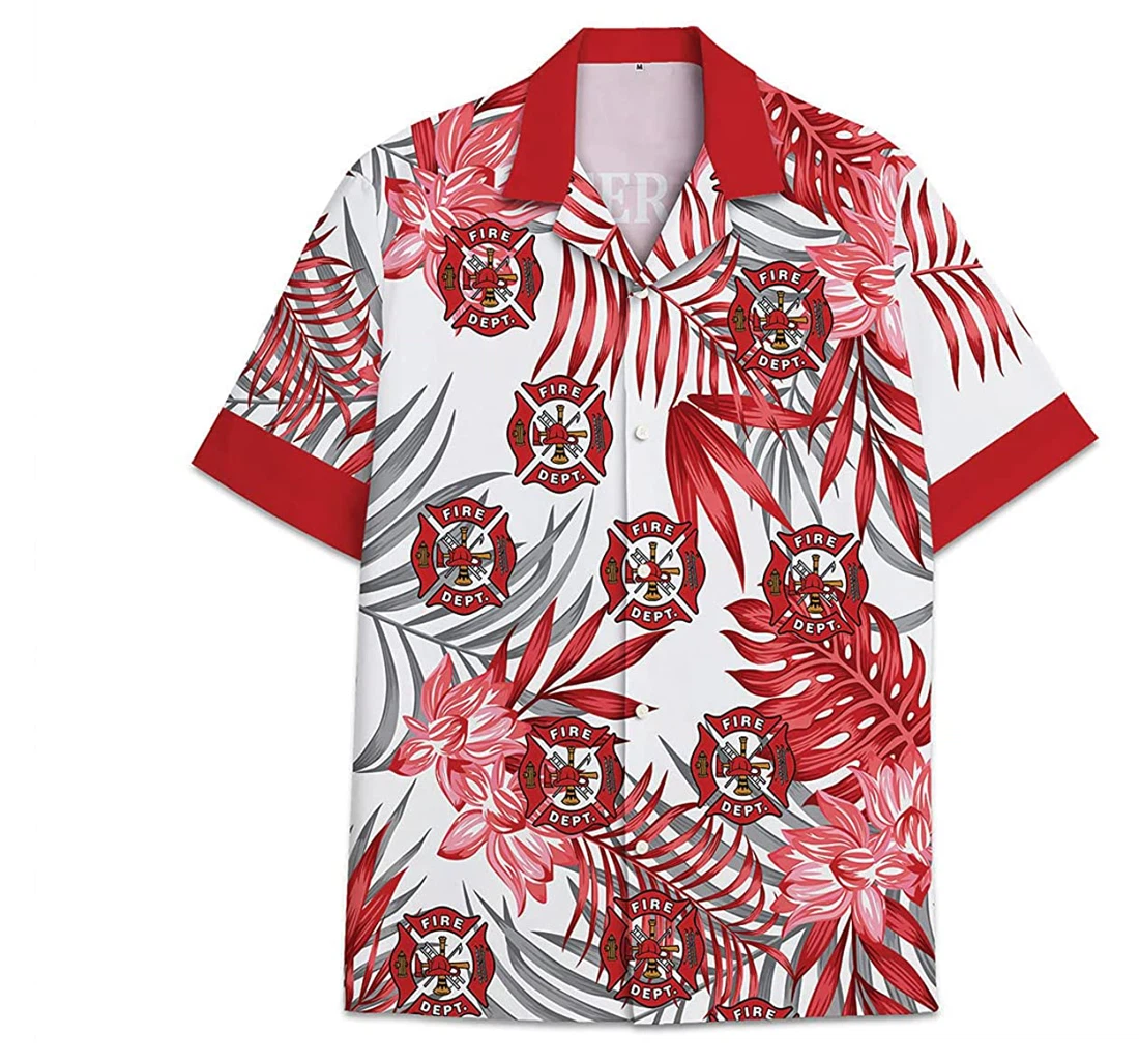 Gutter Leaf Red Funny Beach Shirts Hawaiian Shirt, Button Up Aloha Shirt For Men, Women