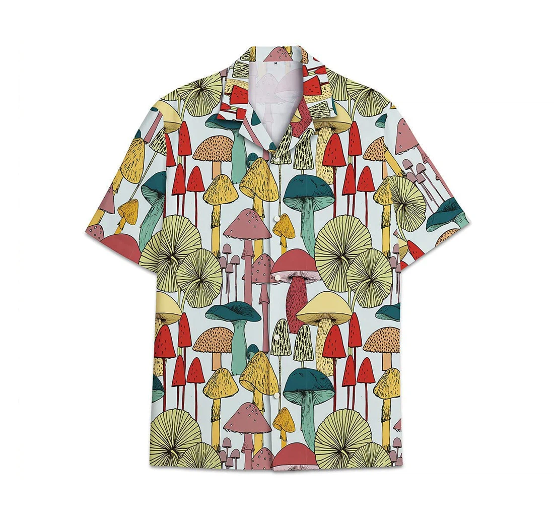 Mushroom Colorful Funny Beach Shirts Hawaiian Shirt, Button Up Aloha Shirt For Men, Women