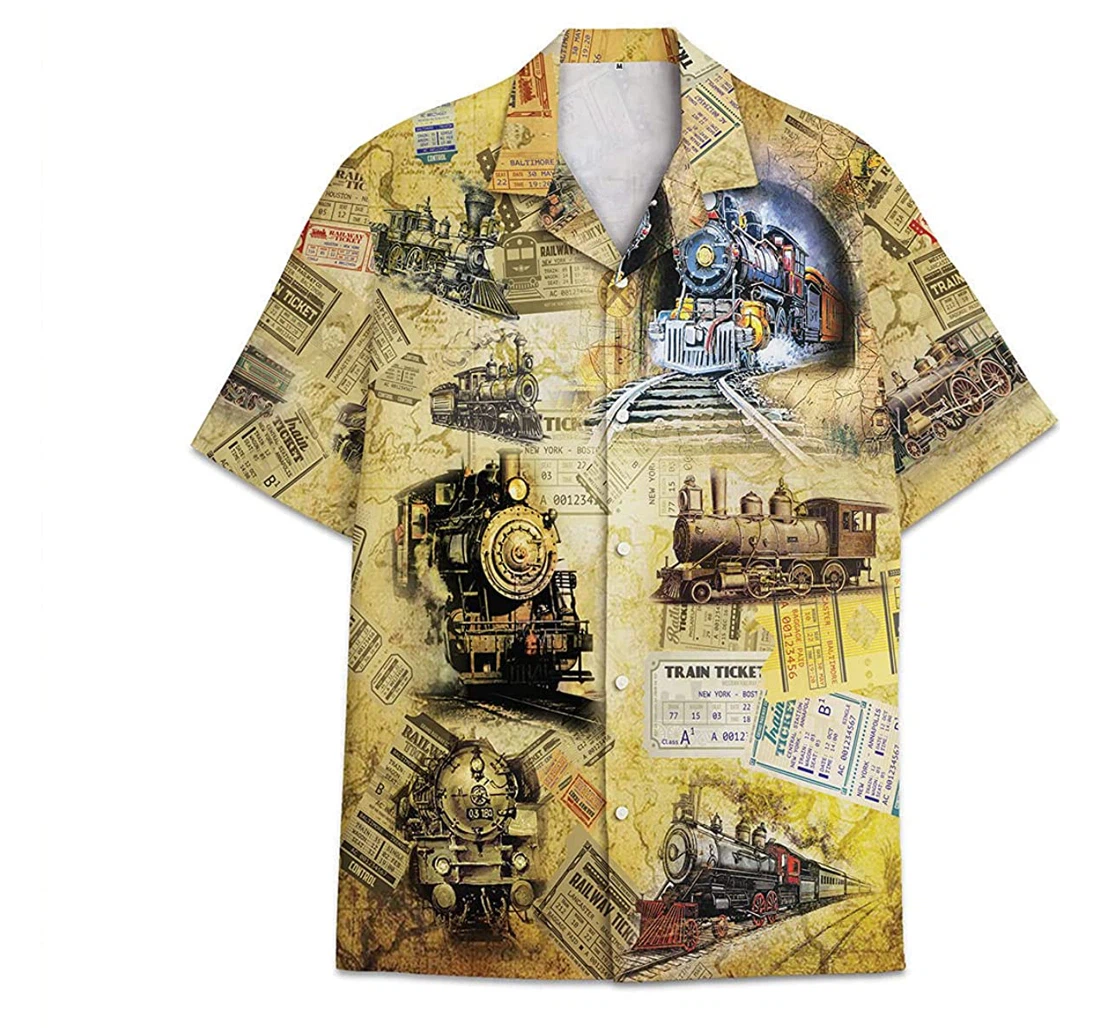 Train Funny Beach Shirts Hawai Hawaiian Shirt, Button Up Aloha Shirt For Men, Women