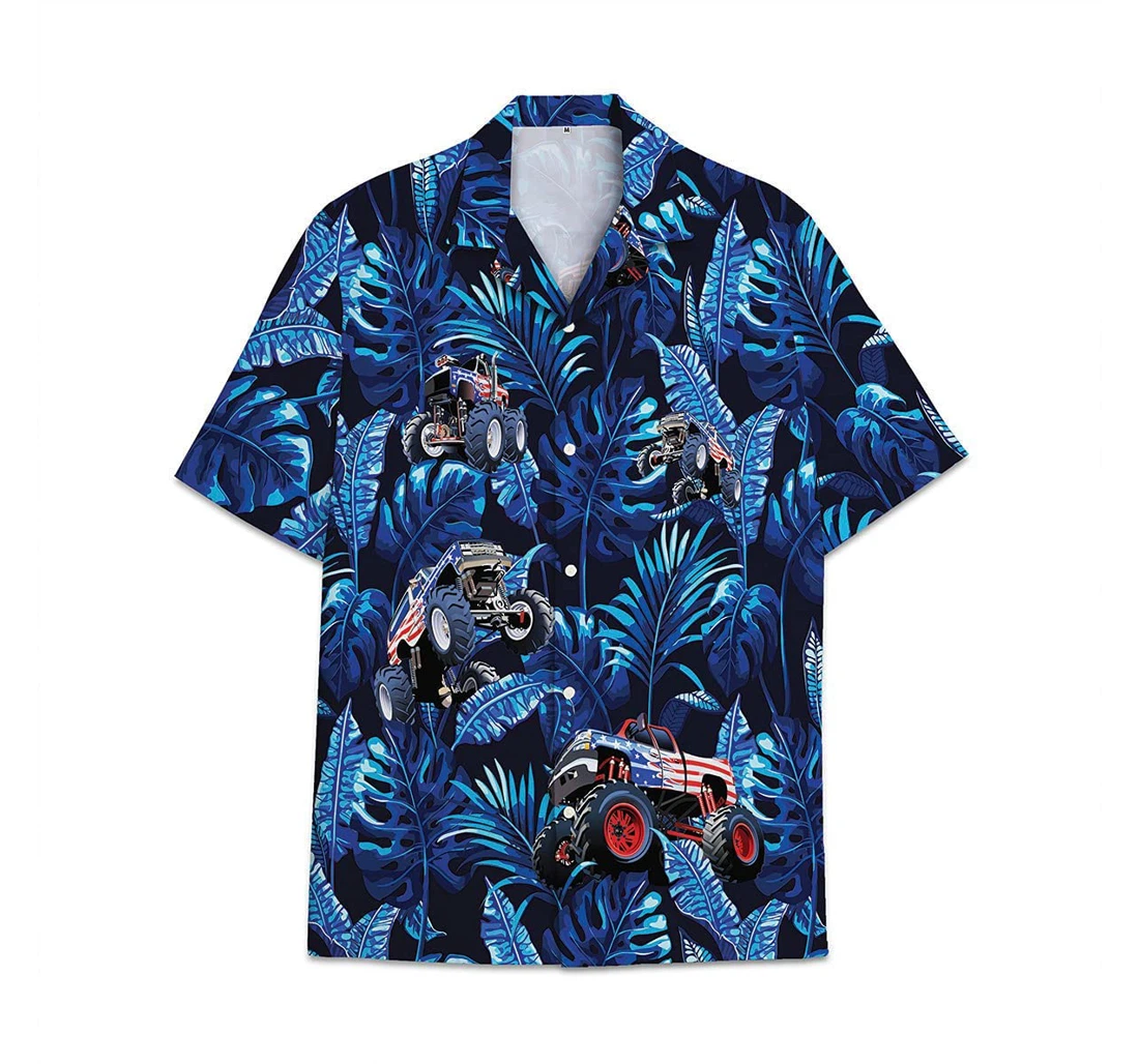 Car Blue Funny Beach Shirts Hawaiian Shirt, Button Up Aloha Shirt For Men, Women