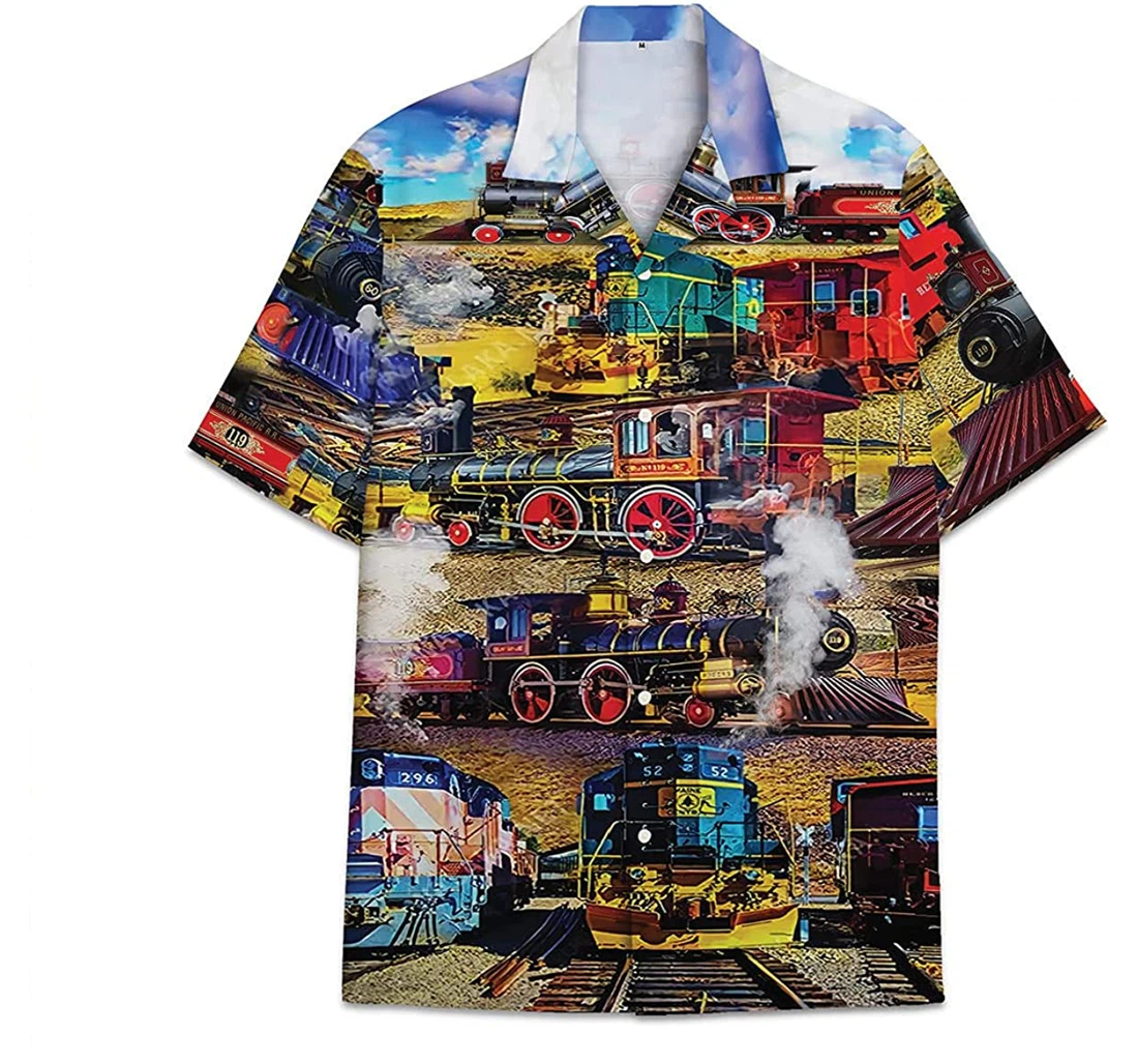 Train Funny Beach Shirts Hawai Hawaiian Shirt, Button Up Aloha Shirt For Men, Women