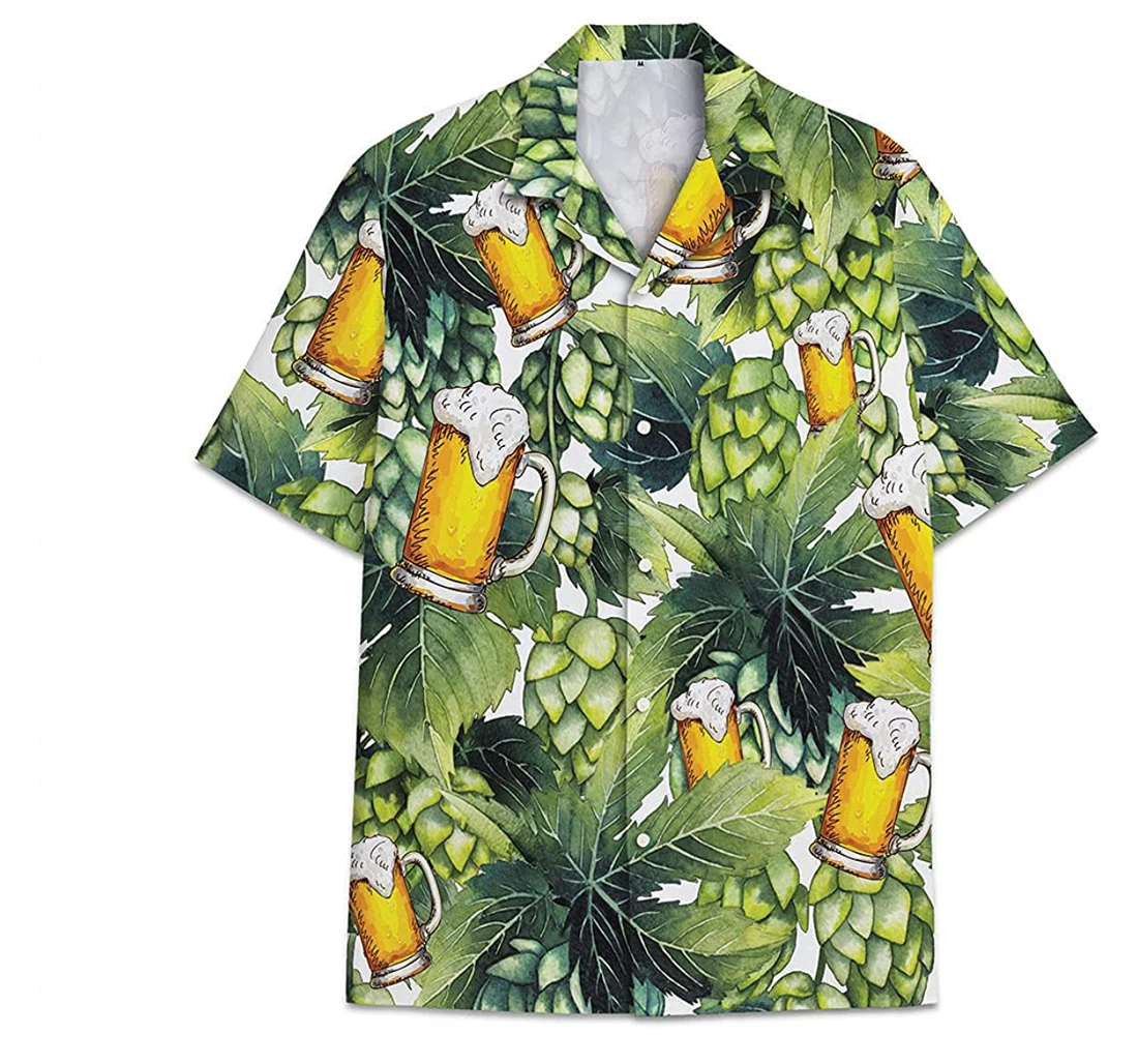 Hops Beer Funny Beach Shirts Hawai Hawaiian Shirt, Button Up Aloha Shirt For Men, Women