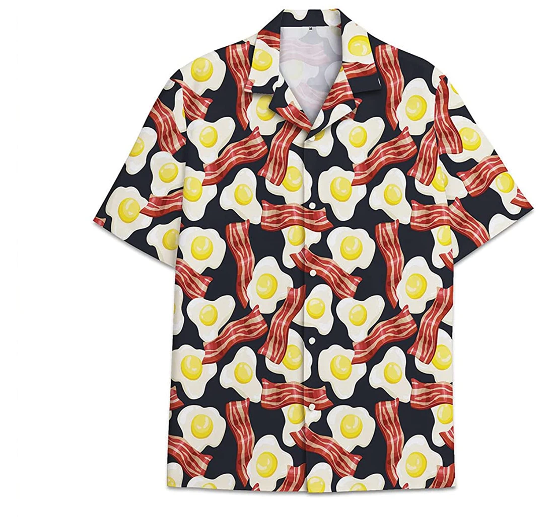 Food Bacon Egg Funny Beach Shirts Hawai Hawaiian Shirt, Button Up Aloha Shirt For Men, Women