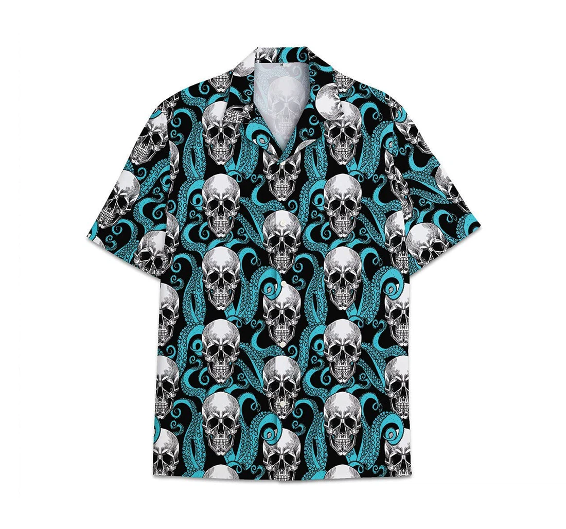 Skull Blue Funny Beach Shirts Hawai Avic Hawaiian Shirt, Button Up Aloha Shirt For Men, Women