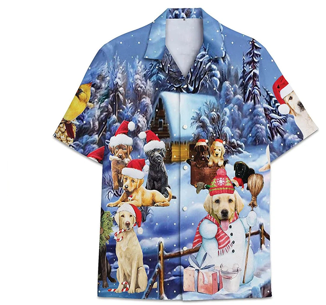 Dog Labrador Christmas Funny Beach Shirts Hawaiian Shirt, Button Up Aloha Shirt For Men, Women