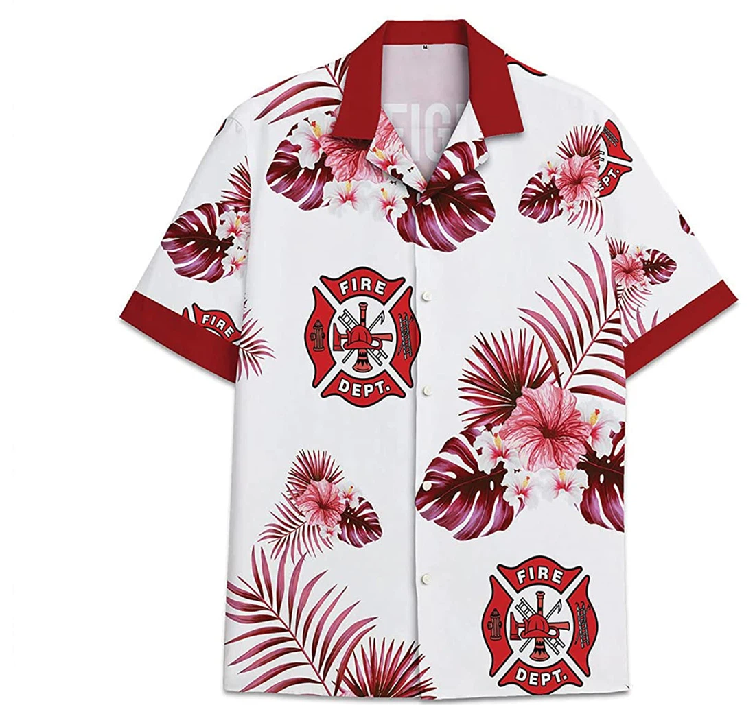 Firefighter Funny Beach Shirts Hawaiian Shirt, Button Up Aloha Shirt For Men, Women