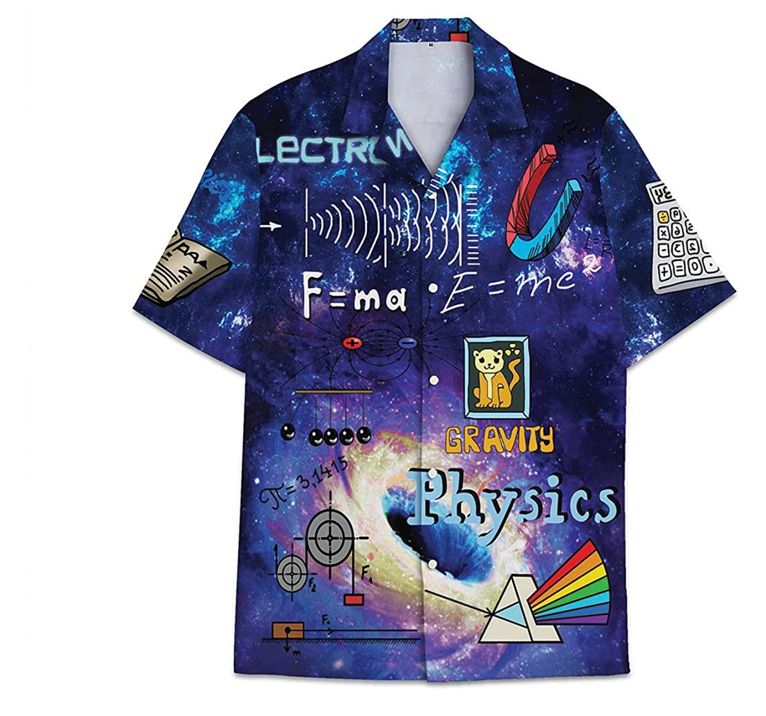 Physic Galaxy Funny Beach Shirts Hawai Hawaiian Shirt, Button Up Aloha Shirt For Men, Women