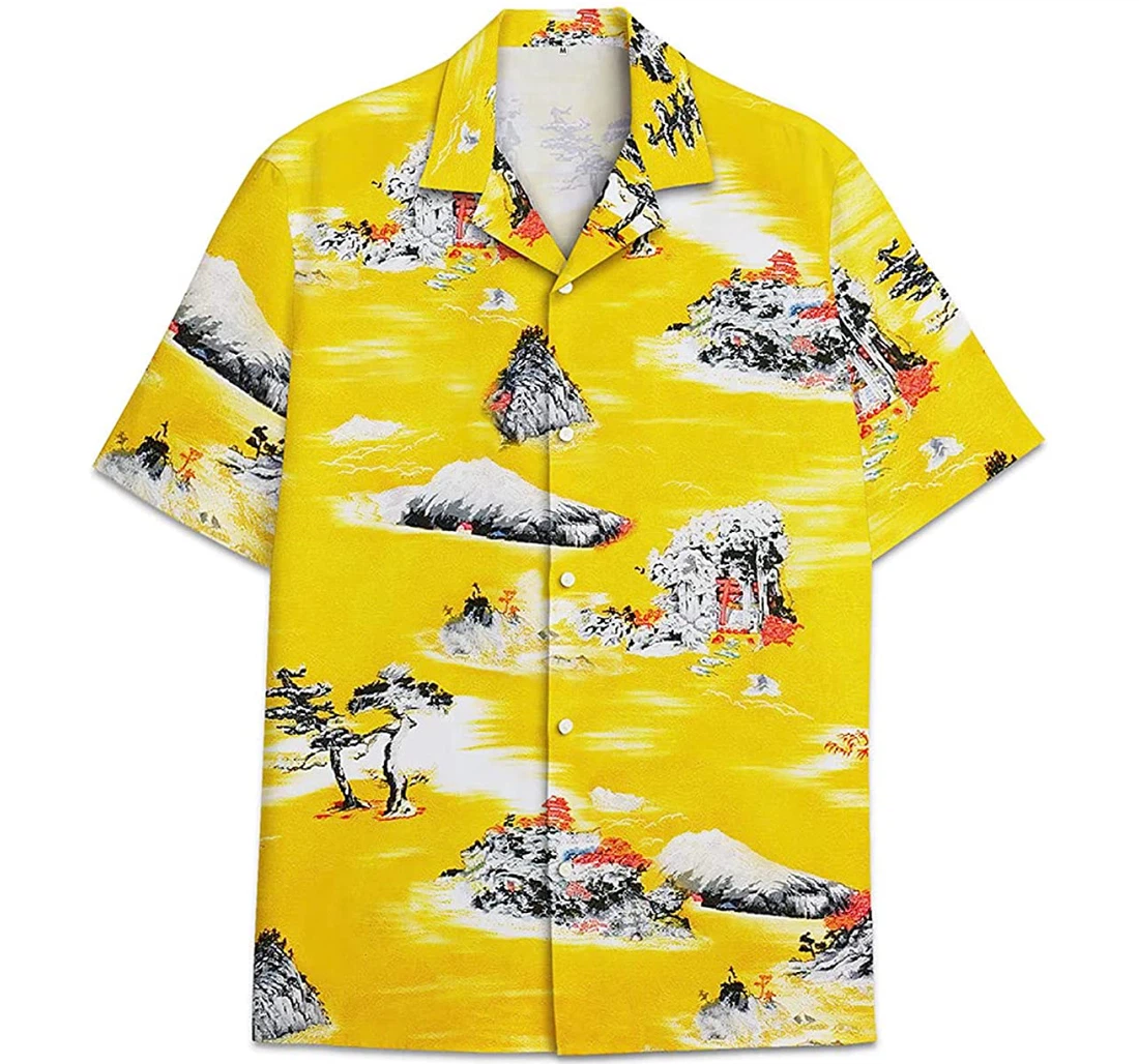 Landscape Yellow Funny Beach Shirts Hawaiian Shirt, Button Up Aloha Shirt For Men, Women