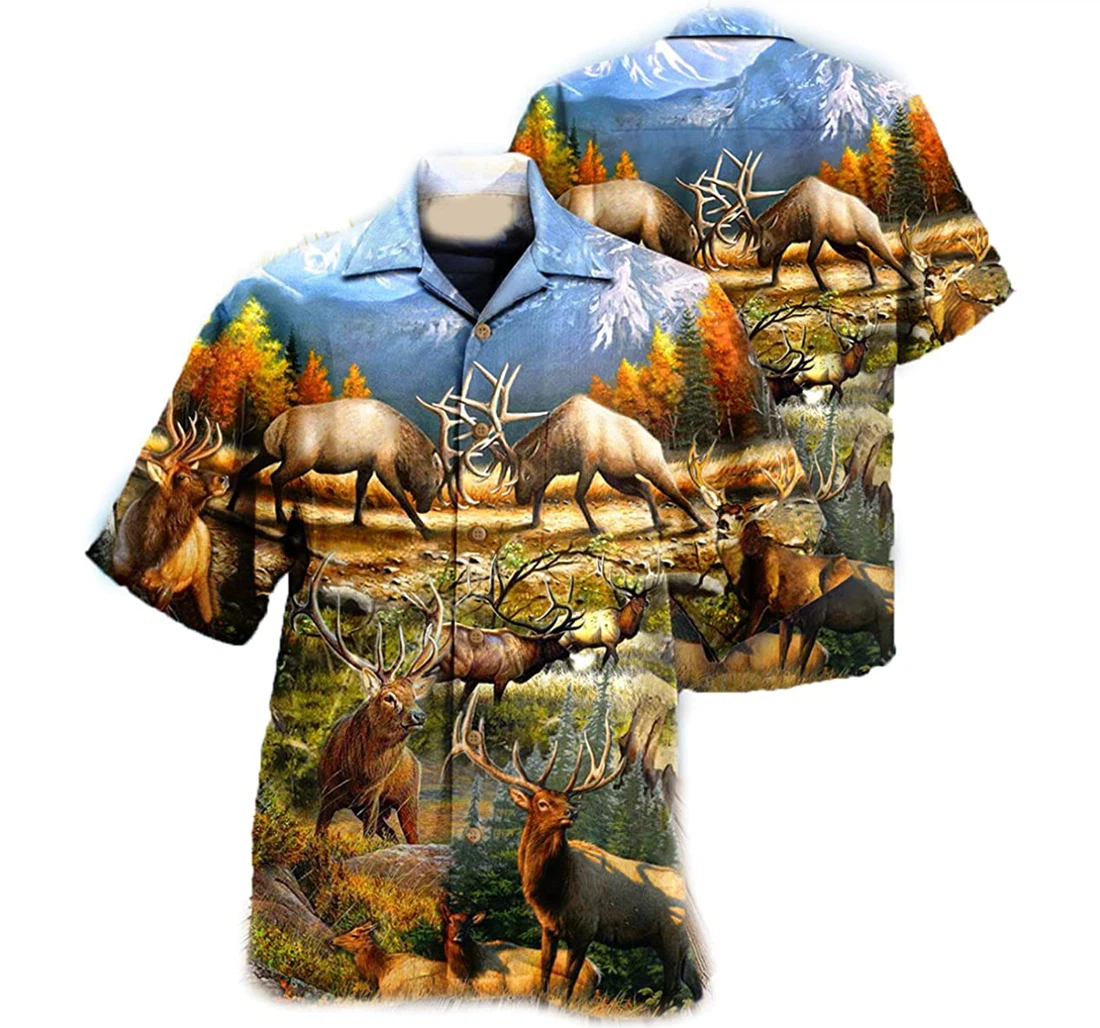 Hunting Deer In The Forest Us2 Deer Lover, Gift Hunter White Hawaiian Shirt, Button Up Aloha Shirt For Men, Women