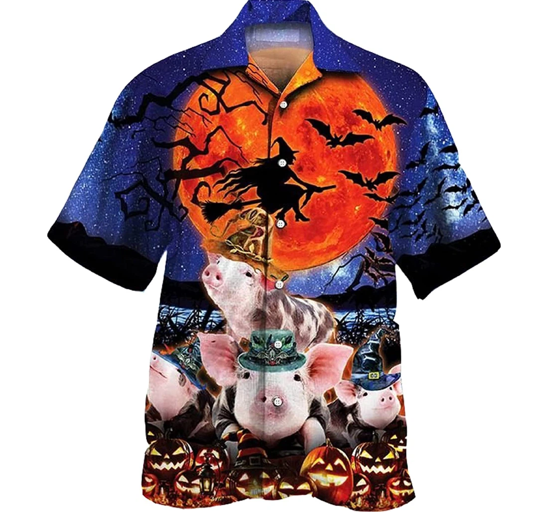 Witch Moon Red Owl Lovers Halloween Night Gifts And Hawaiian Shirt, Button Up Aloha Shirt For Men, Women