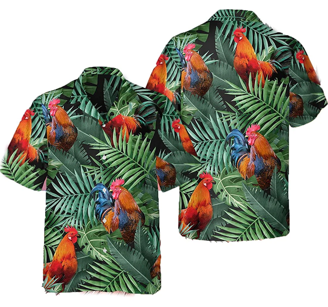 Chicken Rooster Vibes White Hawaiian Shirt, Button Up Aloha Shirt For Men, Women