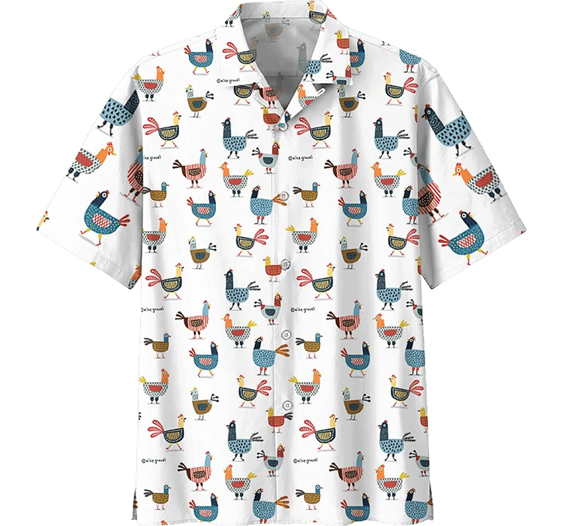 Chickens Us2 Chicken Lover, Gift And White Hawaiian Shirt, Button Up Aloha Shirt For Men, Women