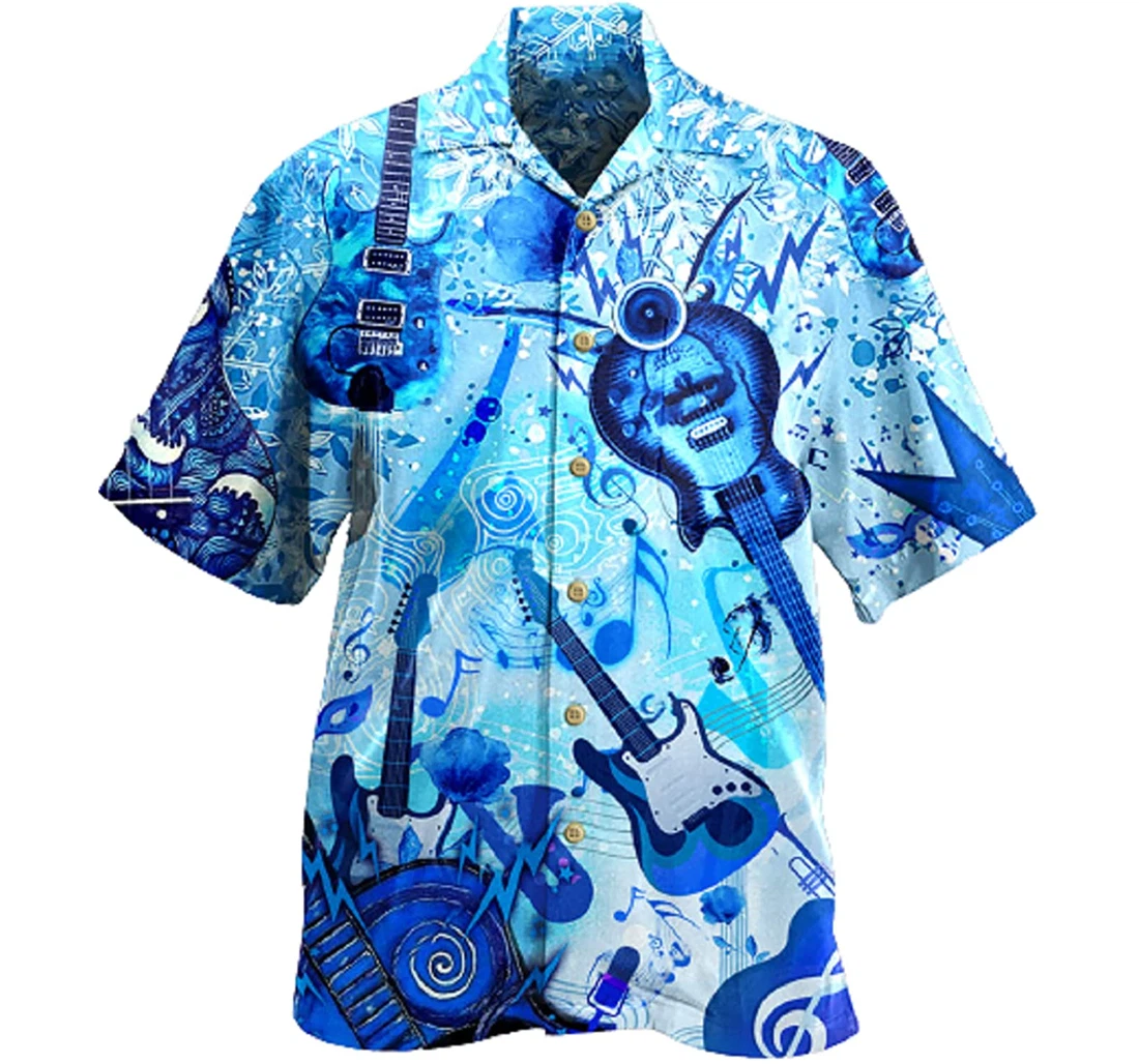 Guitar Music So Cool Gifts And White Hawaiian Shirt, Button Up Aloha Shirt For Men, Women