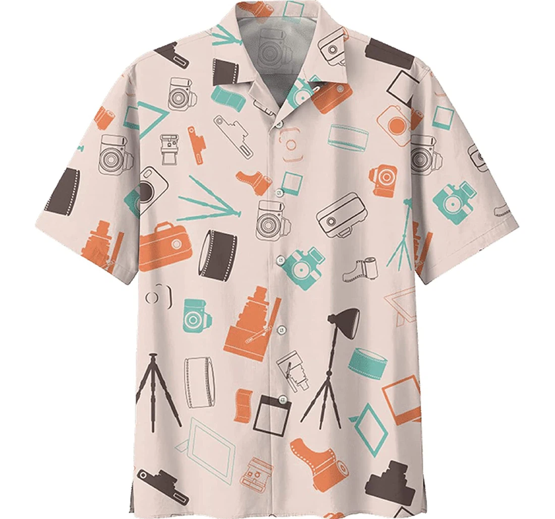 Photography Us Gift Photography White Hawaiian Shirt, Button Up Aloha Shirt For Men, Women