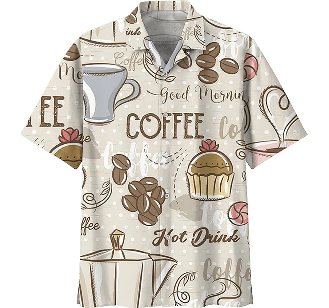 Coffee - Hot Drink Gift And Coffee Lover Hawaiian Shirt, Button Up Aloha Shirt For Men, Women