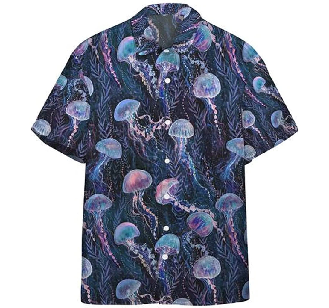 Magic Jellyfish Gift And White Hawaiian Shirt, Button Up Aloha Shirt For Men, Women