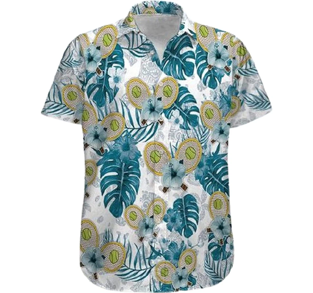 Tennis Leaf White Hawaiian Shirt, Button Up Aloha Shirt For Men, Women