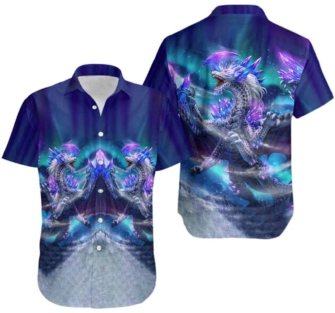 Dragon Galaxy Dragon Lover, Gift And White Hawaiian Shirt, Button Up Aloha Shirt For Men, Women