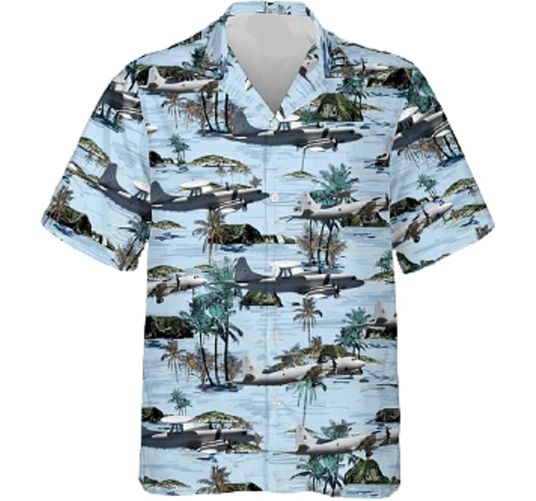 Pilot - Airplane And Palm Tree Mountain White Hawaiian Shirt, Button Up Aloha Shirt For Men, Women