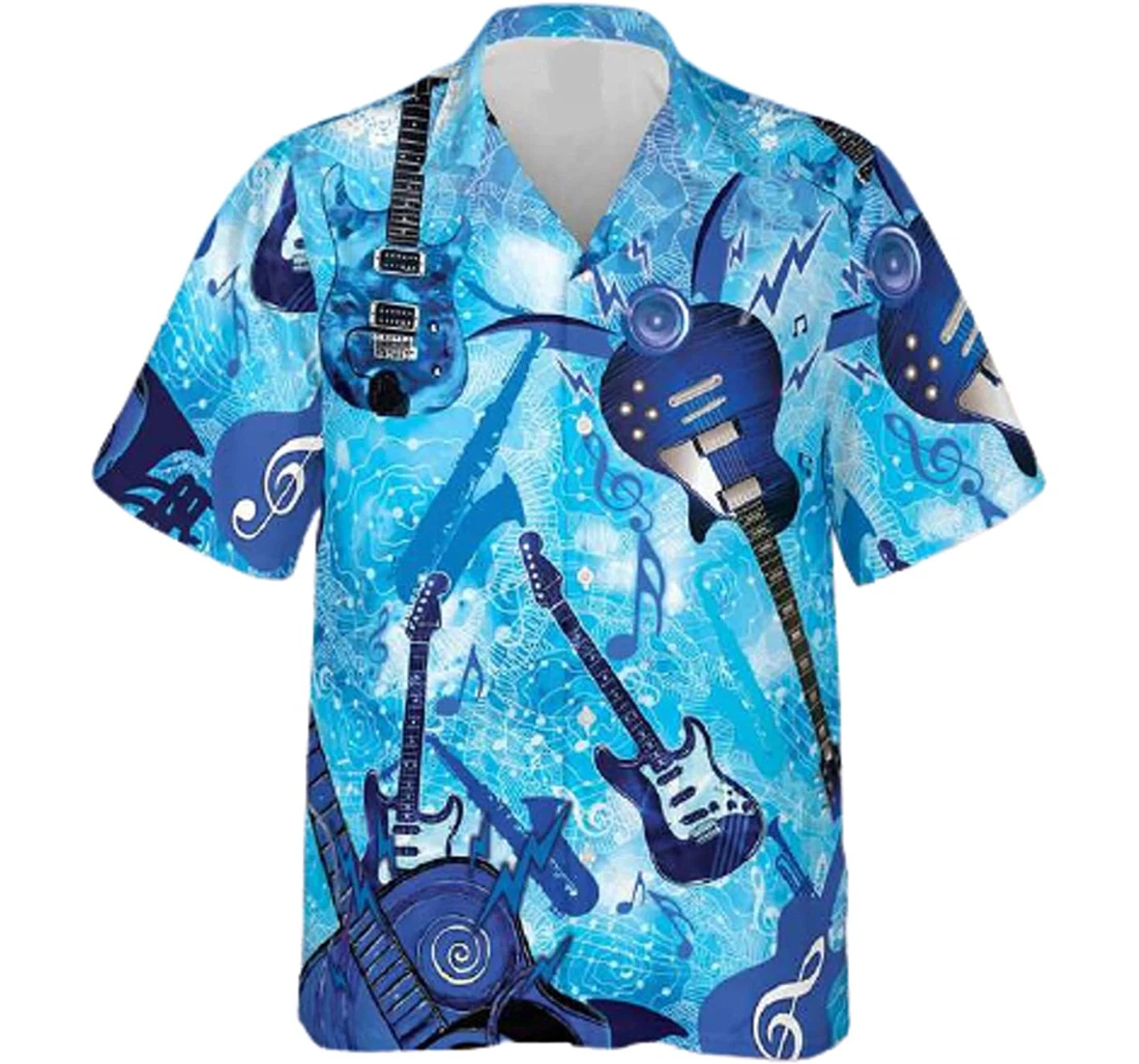 Guitar And Music Is So Cool White Hawaiian Shirt, Button Up Aloha Shirt For Men, Women