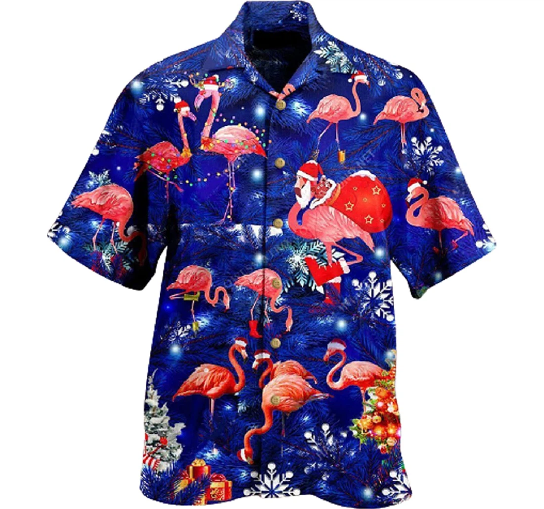 Flamingo Love Life Christmas Gifts And White Hawaiian Shirt, Button Up Aloha Shirt For Men, Women