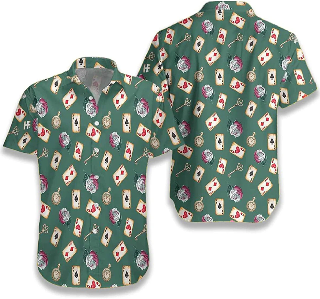 Casino Poker Green Background Gift And Hawaiian Shirt, Button Up Aloha Shirt For Men, Women