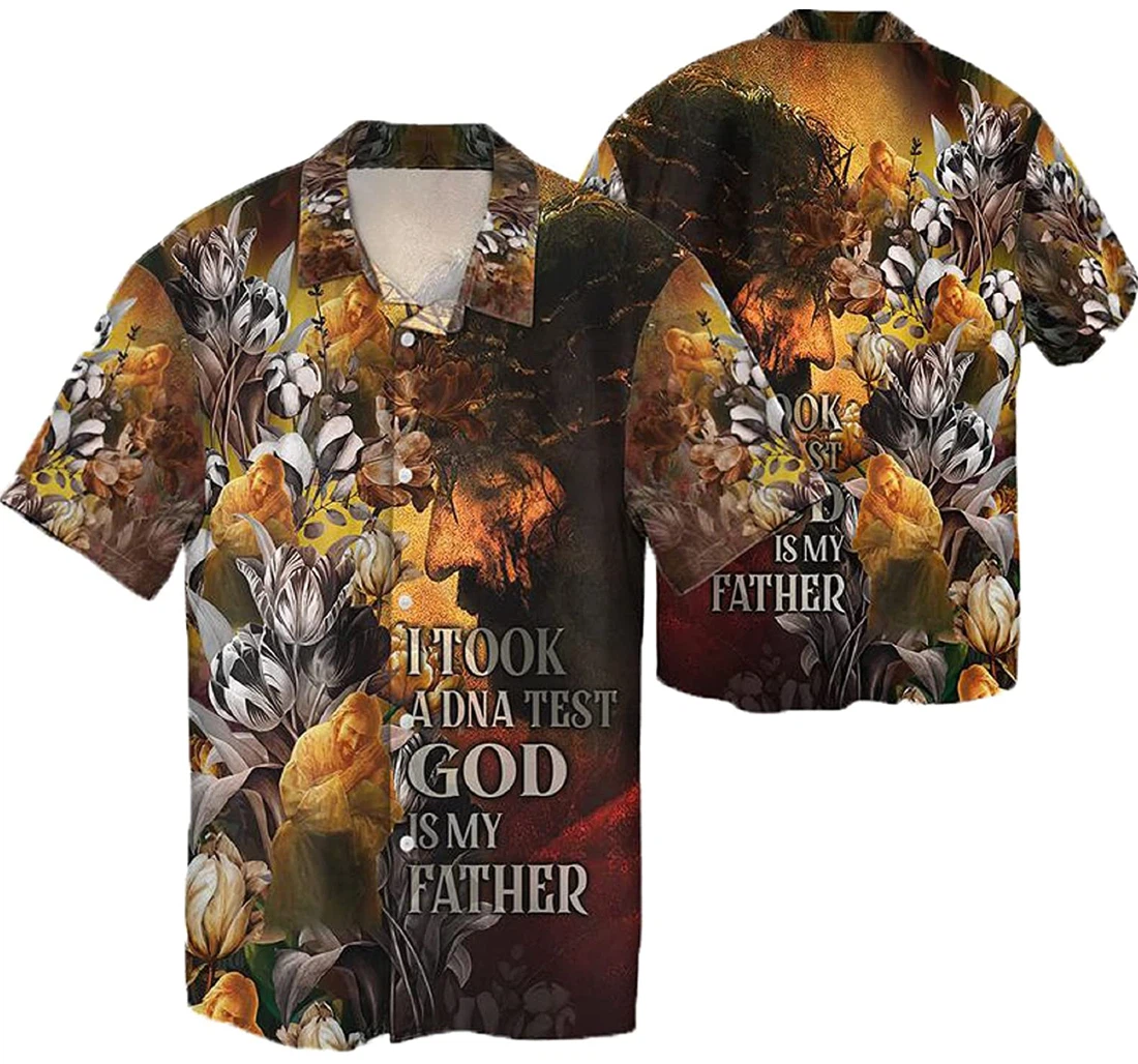 Jesus And - I Took A Dna Test God Is My Father Christian White Hawaiian Shirt, Button Up Aloha Shirt For Men, Women