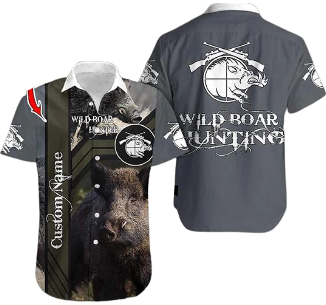 Personalized Name Wild Boar Hunter Shirts White Hawaiian Shirt, Button Up Aloha Shirt For Men, Women