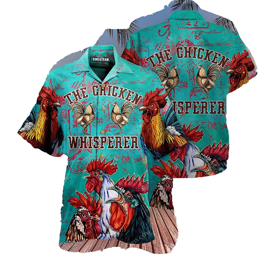 Chicken Whisperer With Red Crest Hawaiian Shirt, Button Up Aloha Shirt For Men, Women