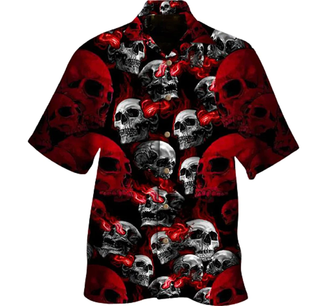 Red Skull Smoke Gifts And Hawaiian Shirt, Button Up Aloha Shirt For Men, Women