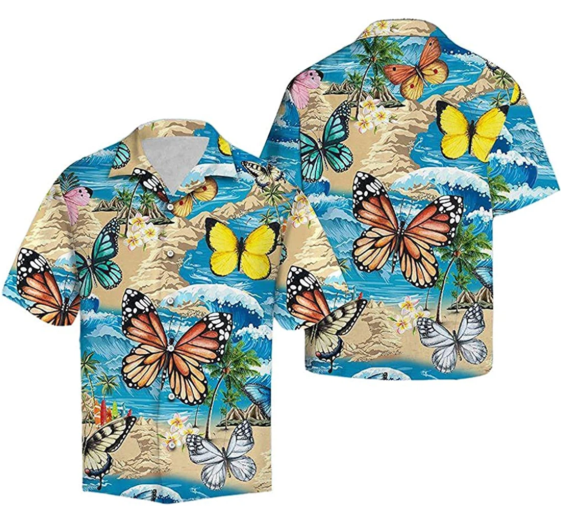 Butterfly Soft Hawaiian Shirt, Button Up Aloha Shirt For Men, Women