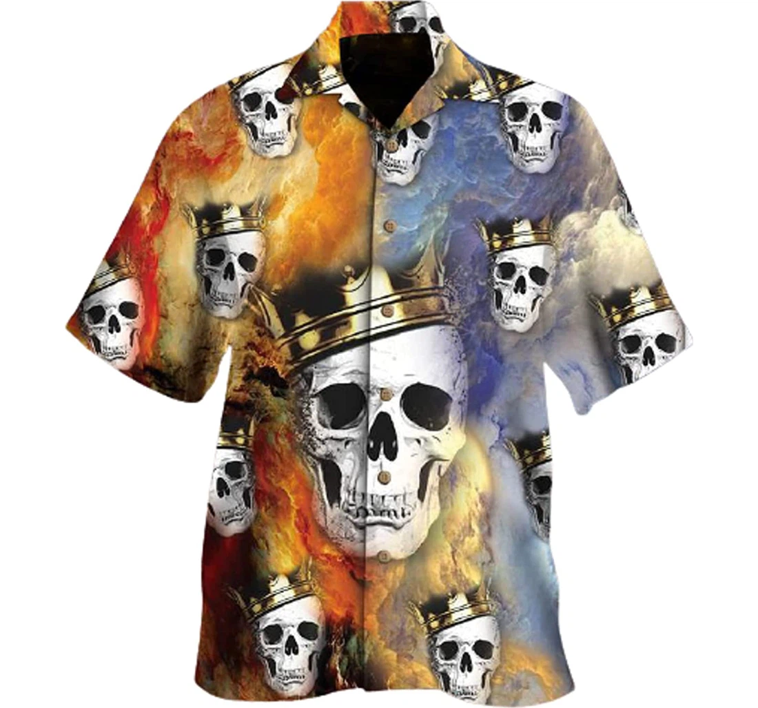 Skull King Gifts And White Hawaiian Shirt, Button Up Aloha Shirt For Men, Women