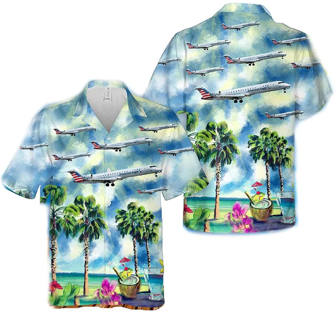 Planes On The Beach And Palm Tree Us1 Gift And White Hawaiian Shirt, Button Up Aloha Shirt For Men, Women