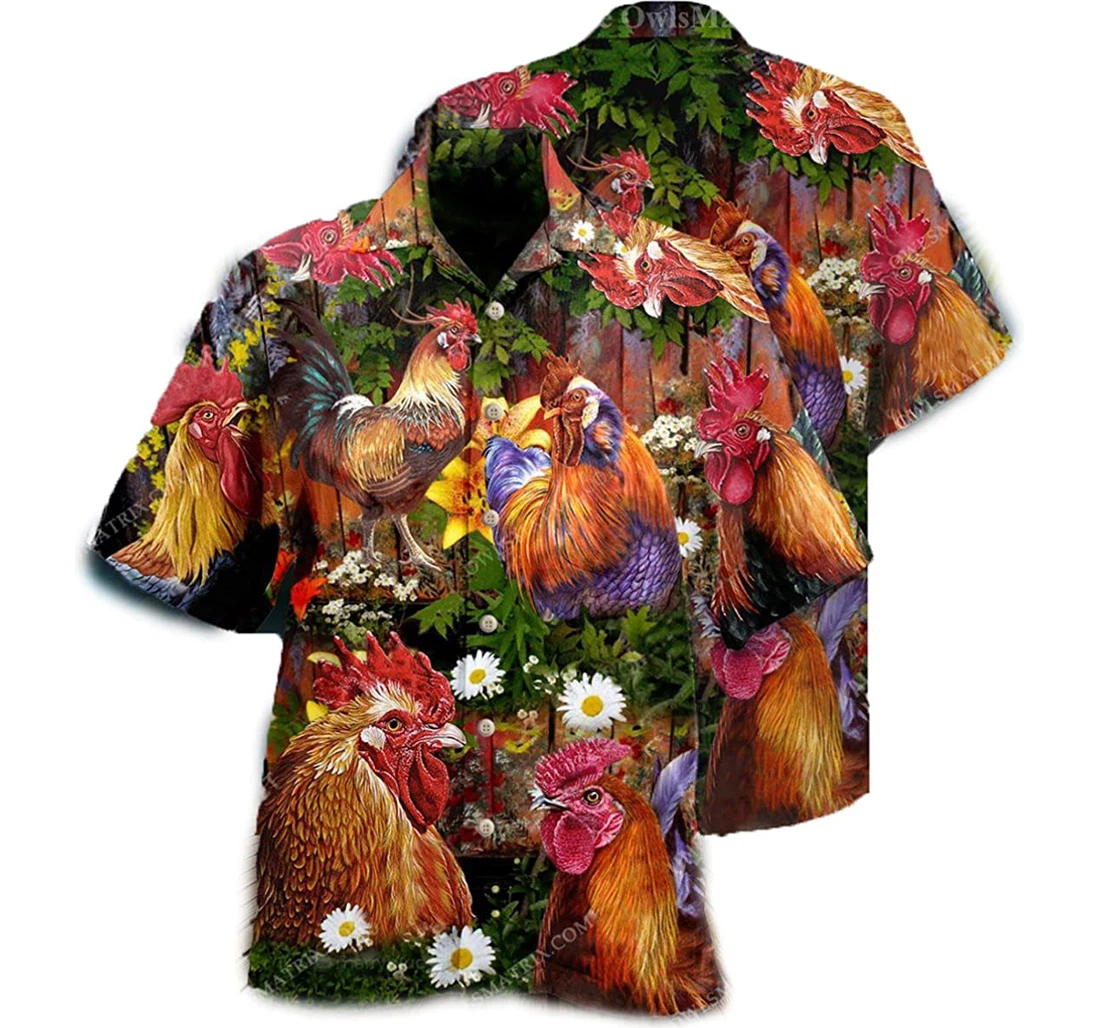Chicken Rise A Shine Rooster White Hawaiian Shirt, Button Up Aloha Shirt For Men, Women