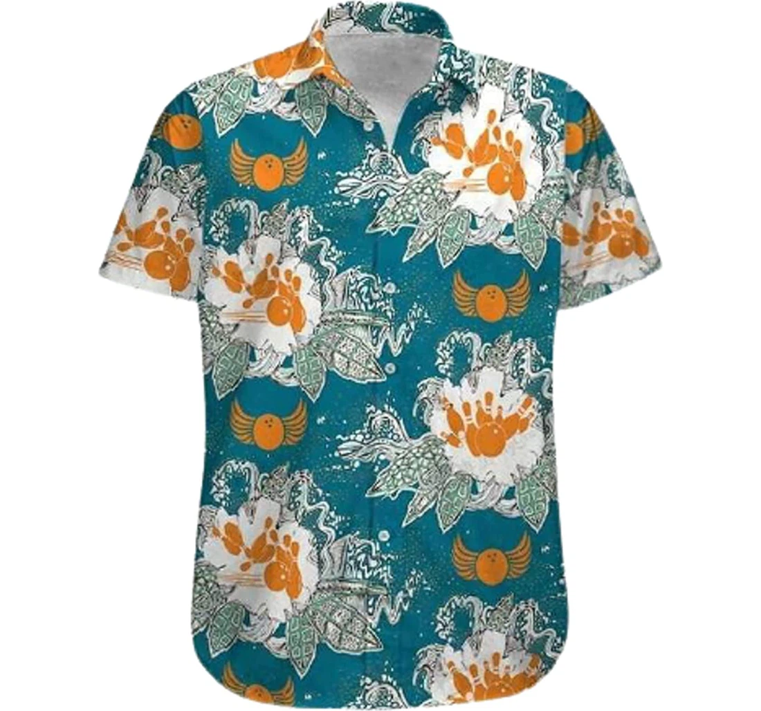 Bowling Art Blue Hawaiian Shirt, Button Up Aloha Shirt For Men, Women