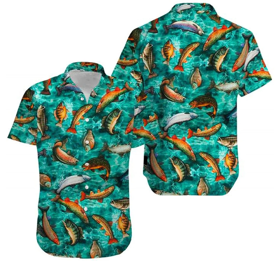 Fishing Green Teal Gifts And Hawaiian Shirt, Button Up Aloha Shirt For Men, Women