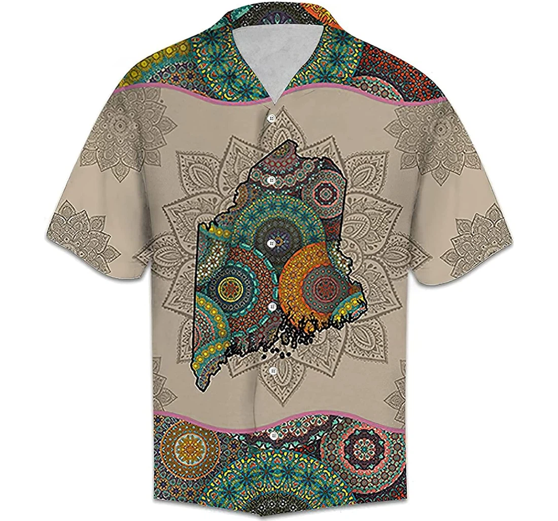 Awesome Maine Mandala Soft Hawaiian Shirt, Button Up Aloha Shirt For Men, Women