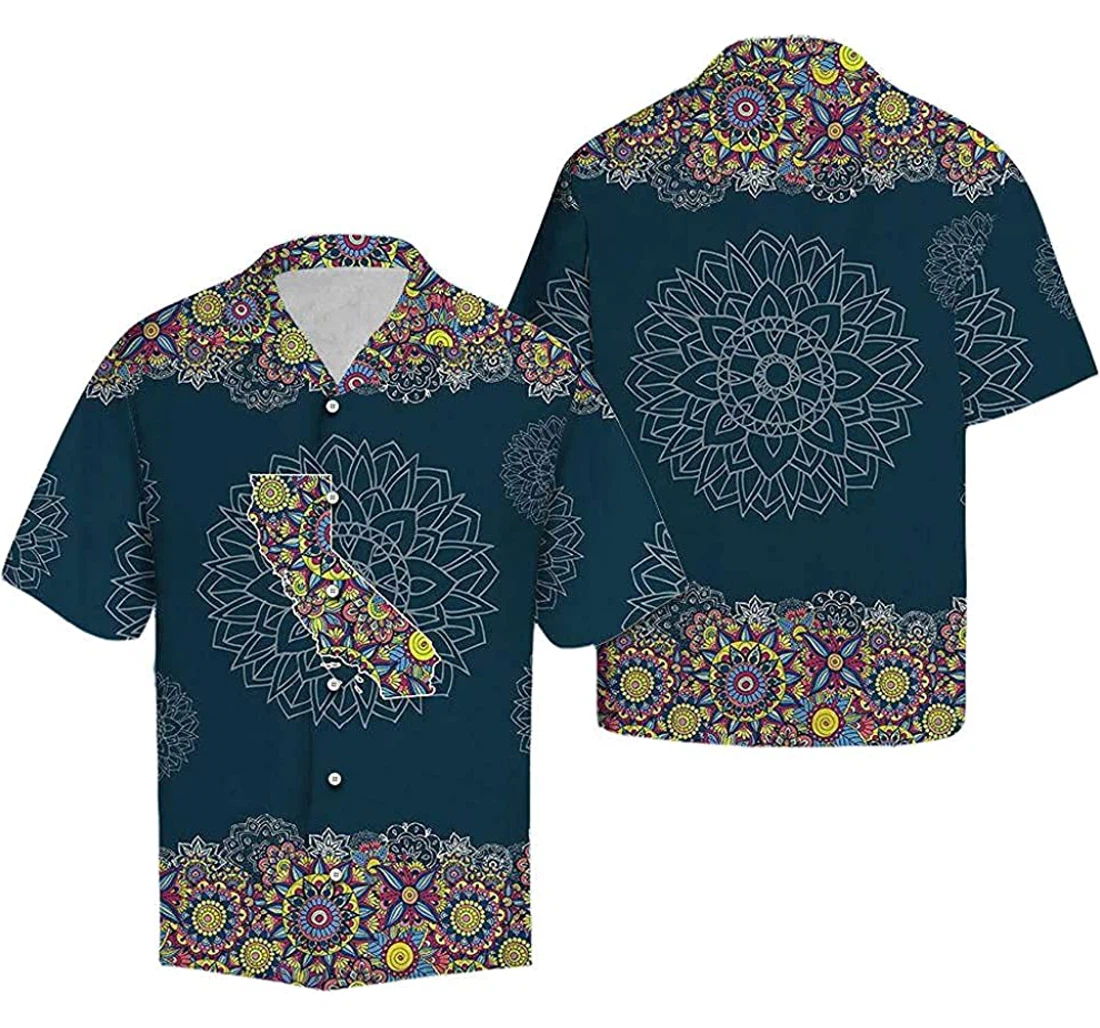 California Mandala Blue Soft Hawaiian Shirt, Button Up Aloha Shirt For Men, Women