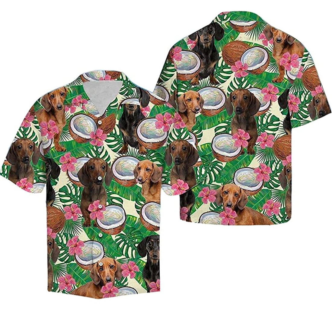 Dachshund Coconut Soft Hawaiian Shirt, Button Up Aloha Shirt For Men, Women