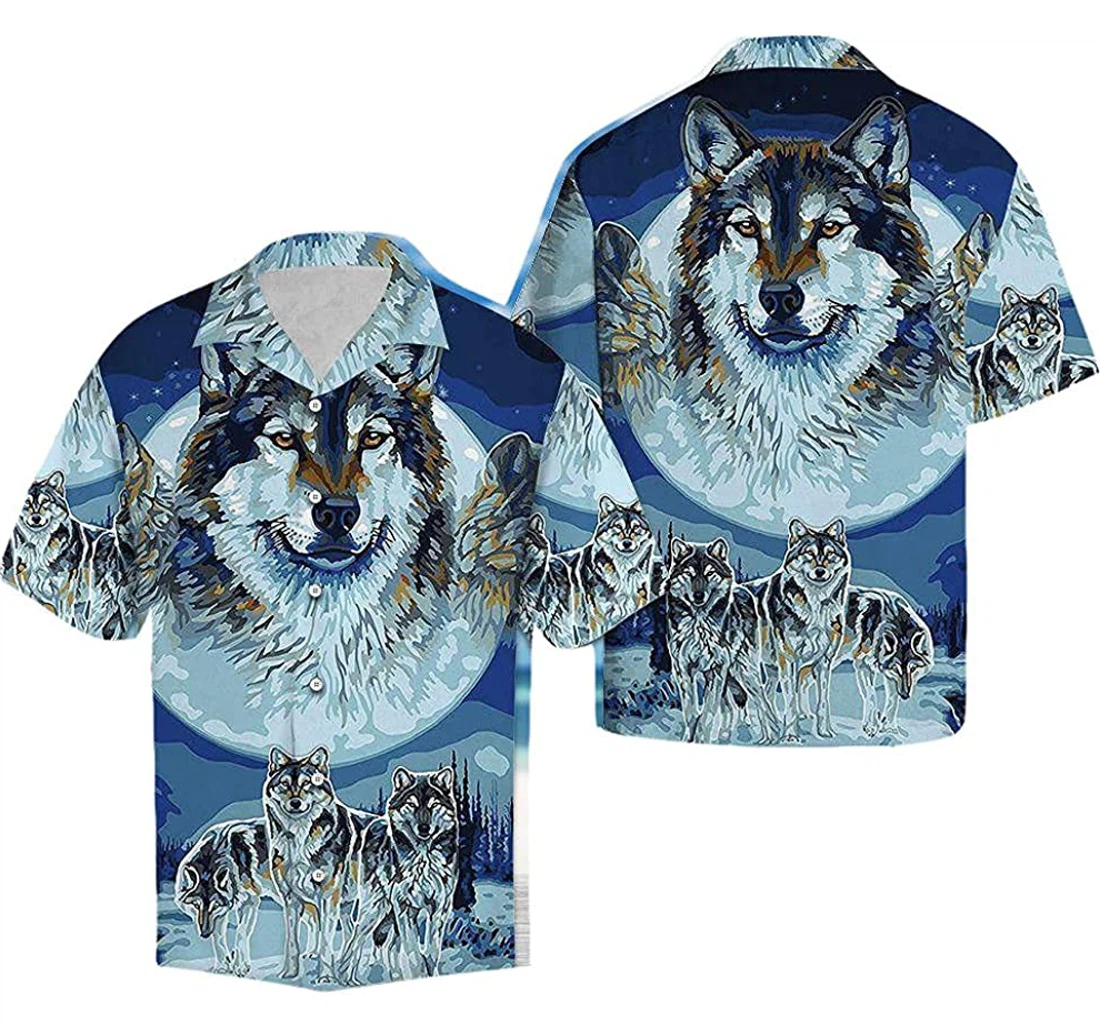 Wolf Wildlife Soft Hawaiian Shirt, Button Up Aloha Shirt For Men, Women