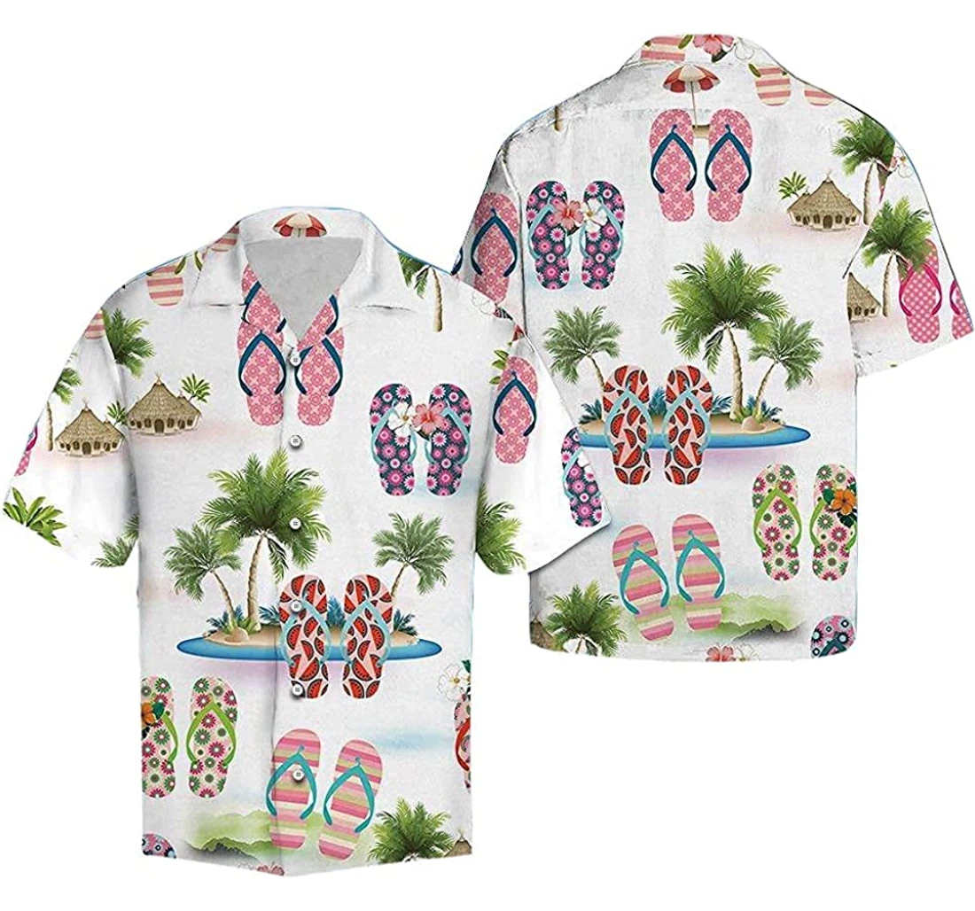 Flip Flop Soft Hawaiian Shirt, Button Up Aloha Shirt For Men, Women