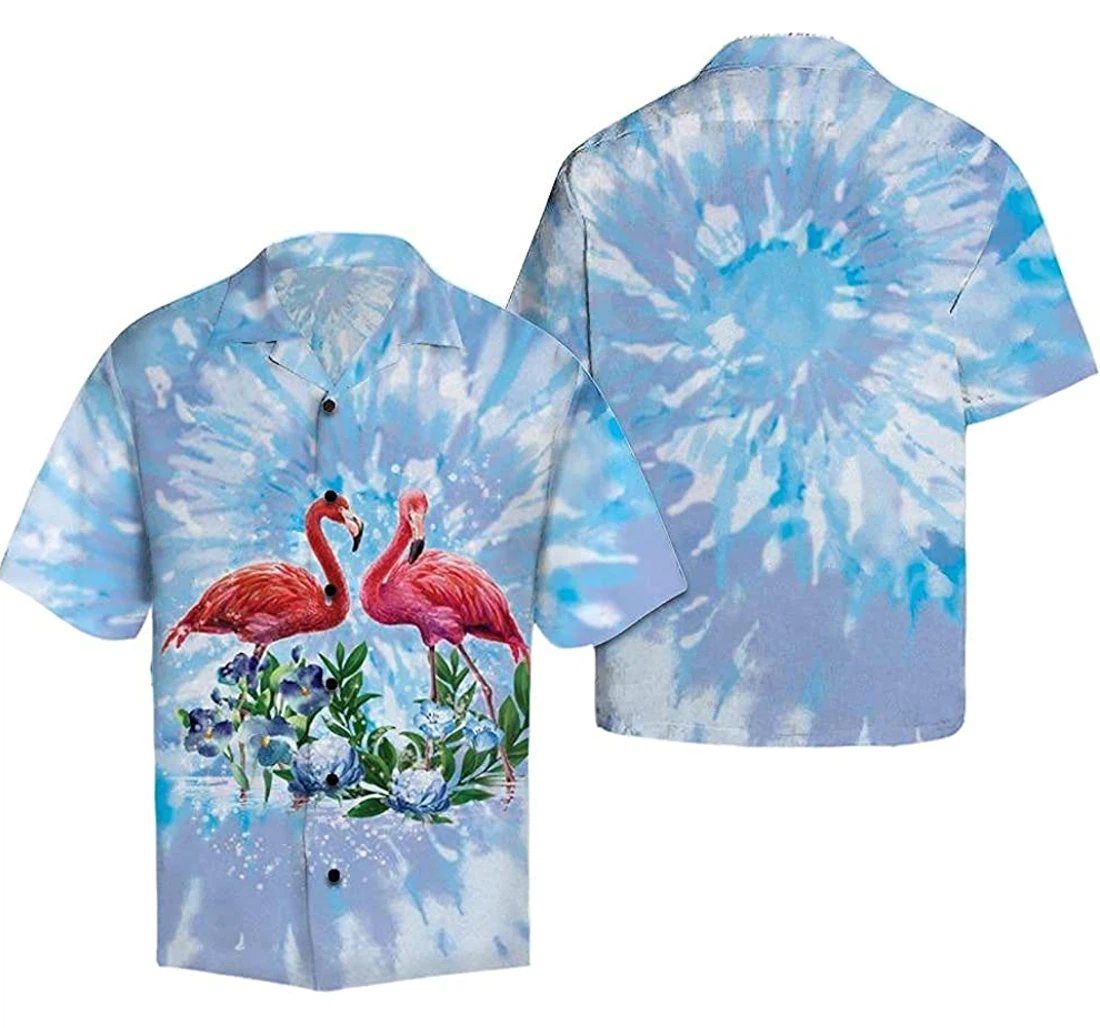 Flamingo Tie Dye Soft Hawaiian Shirt, Button Up Aloha Shirt For Men, Women