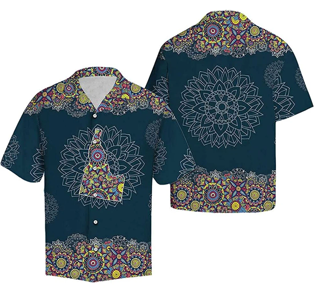 Idaho Mandala Blue Pattern Soft Hawaiian Shirt, Button Up Aloha Shirt For Men, Women