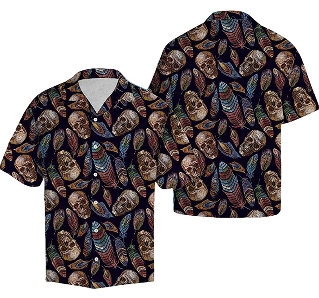 Amazing Skull Native Soft Hawaiian Shirt, Button Up Aloha Shirt For Men, Women