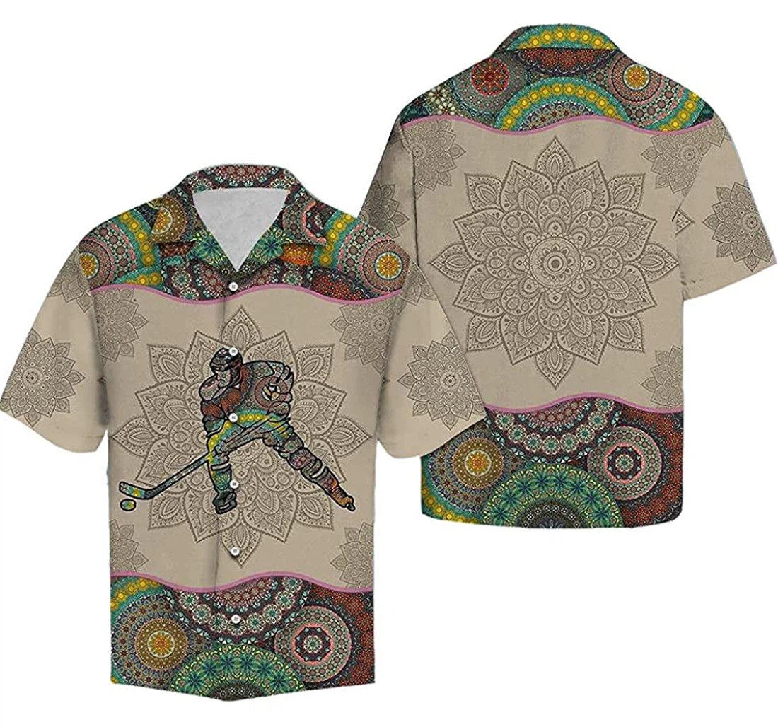 Hockey Mandala Soft Hawaiian Shirt, Button Up Aloha Shirt For Men, Women
