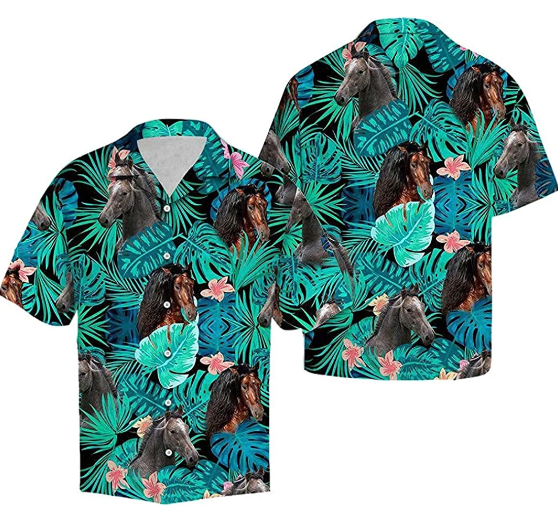 Andalusian Horse Green Soft Hawaiian Shirt, Button Up Aloha Shirt For Men, Women