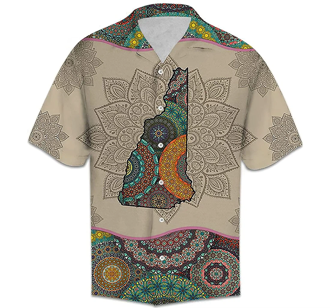 New Hampshire Mandala Green Soft Hawaiian Shirt, Button Up Aloha Shirt For Men, Women