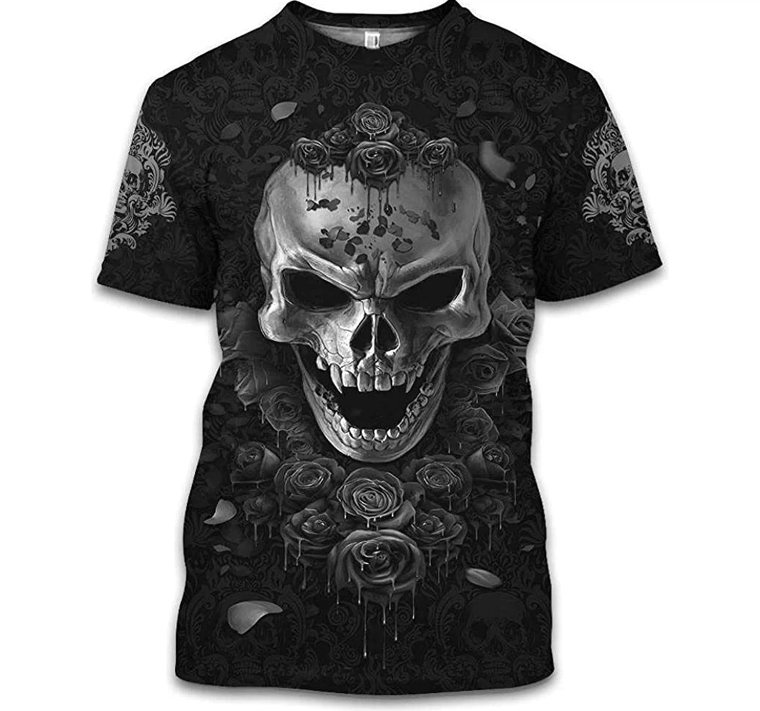 Skull Roses Angry Skull Shirts - 3D Printed T-shirt