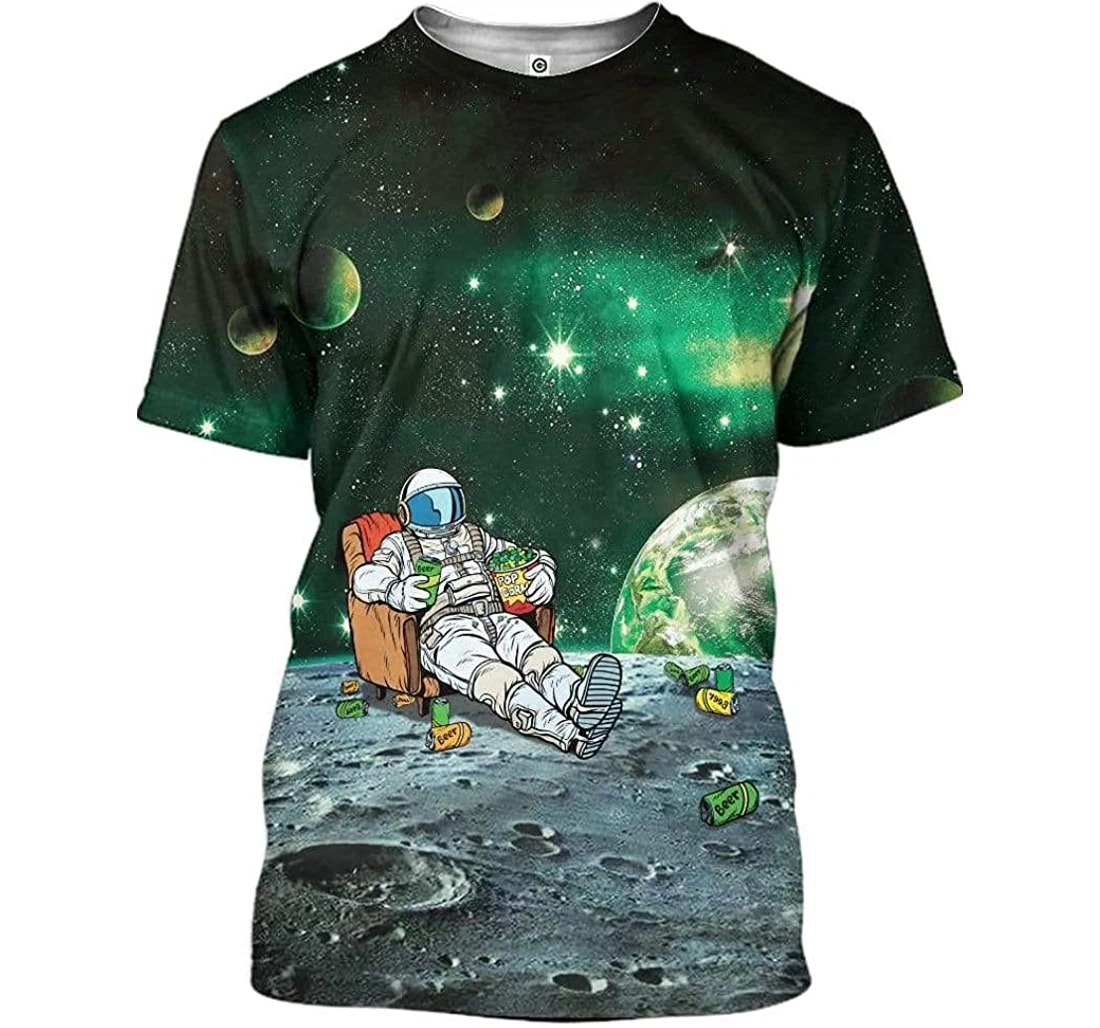 St Patrick's Day Astronaut Drinking Beer Shirts - 3D Printed T-shirt